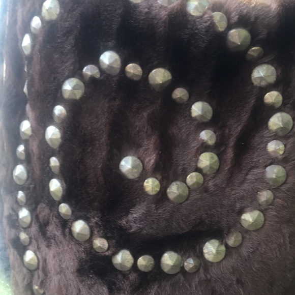 Jocelyn Jackson Wyoming Western Brown Cowhide Fur Leather Purse with Gold Strap - Picture 3 of 14